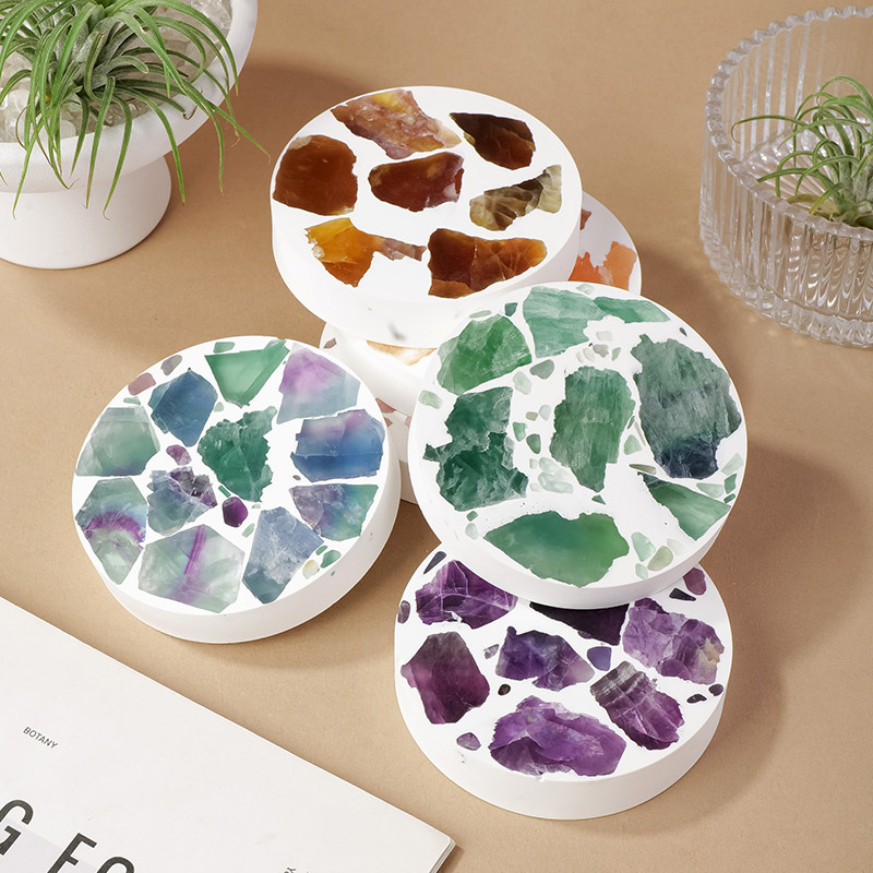 天然水晶萤石杯垫石膏垫片隔热垫家居餐桌盆景防热防划桌面底垫,饰品/流行首饰/时尚饰品新,摆件,淘宝优惠券,粉丝福利购,淘宝优惠卷