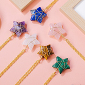 天然水晶原石六棱柱挂饰双尖水晶柱五角星绕线首饰男女吊坠饰品