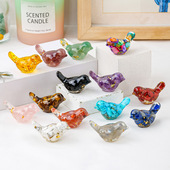 天然水晶碎石滴胶小鸟摆件创意水晶工艺品家居桌面微景观摆件