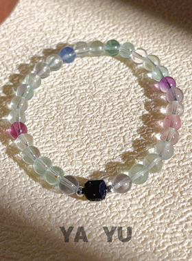 天然绿萤石蓝砂石手串手链