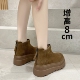 小码 313233磨砂真皮马丁靴女内增高松糕厚底加绒后拉链复古短靴34