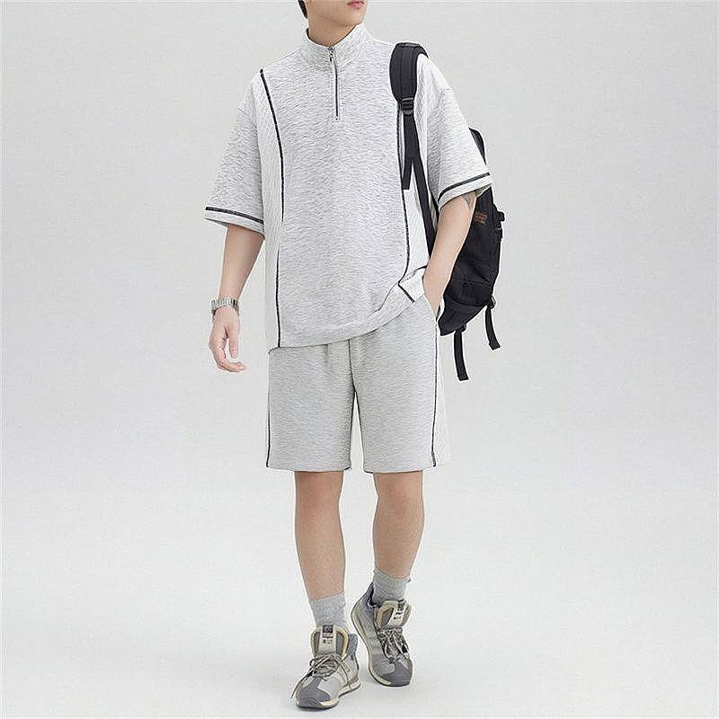 夏季男短袖透气运动套装
