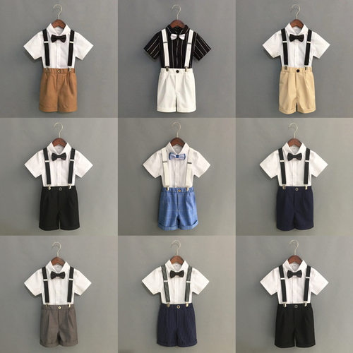 男童背带裤套装礼服翰林小猪