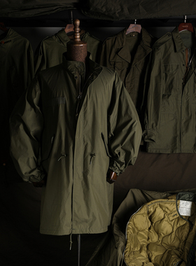 GIZEMO M65Parka 复刻1970年铝拉鱼尾大衣  尼龙混纺复古长款风衣
