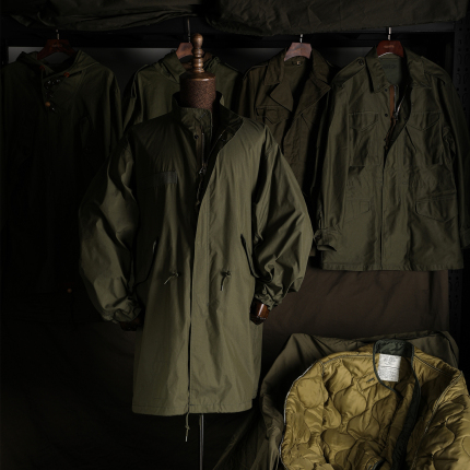 GIZEMO M65Parka 复刻1970年铝拉鱼尾大衣  尼龙混纺复古长款风衣