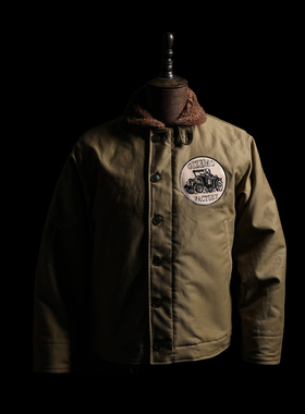 GIZEMO日本横滨限定  古董车防水面料N1甲板服 羊驼毛保暖夹克