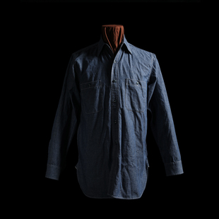翻领工作服 牛仔布工装 GIZEMO 40年代Chambray蓝色USN海军衬衫