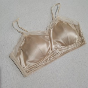 法式 穿 温婉精美蕾丝女士无钢圈薄款 桑蚕丝缎面内衣后钩扣文胸四季