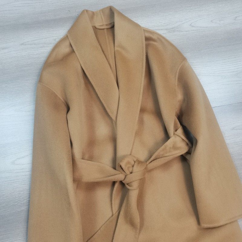 冬季驼色老钱风羊毛双面呢外套