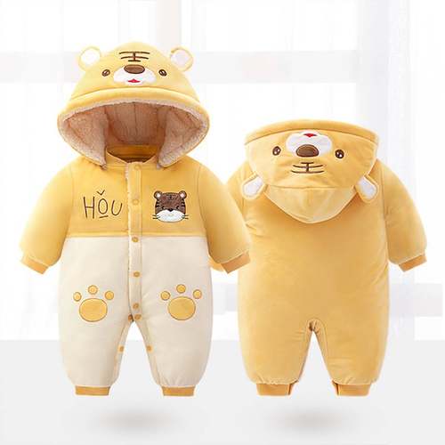 加厚秋冬夹棉哈衣棉服外出保暖