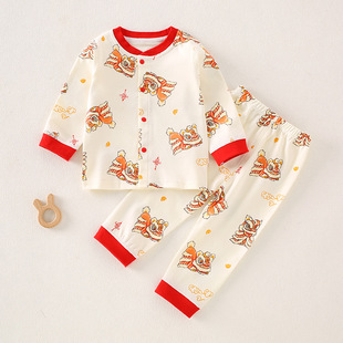 婴儿超可爱~纯棉打底套装无骨a类开衫两件套秋衣秋裤婴儿衣服