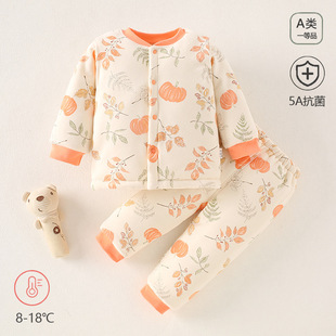 秋冬加厚棉花分体套装 两件套女新生儿棉服 保暖夹棉纯棉棉袄棉裤