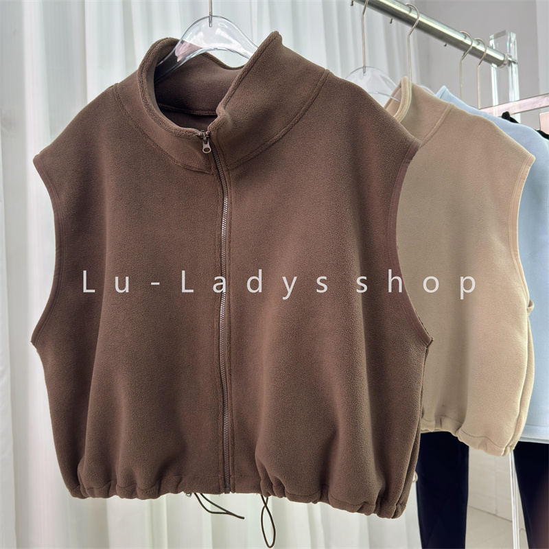 拉链高领摇粒绒训练运动马甲