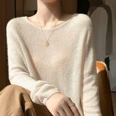 新款 羊绒衫 女圆领宽松休闲针织衫 羊范25年秋冬季 纯色时尚 百搭毛衣