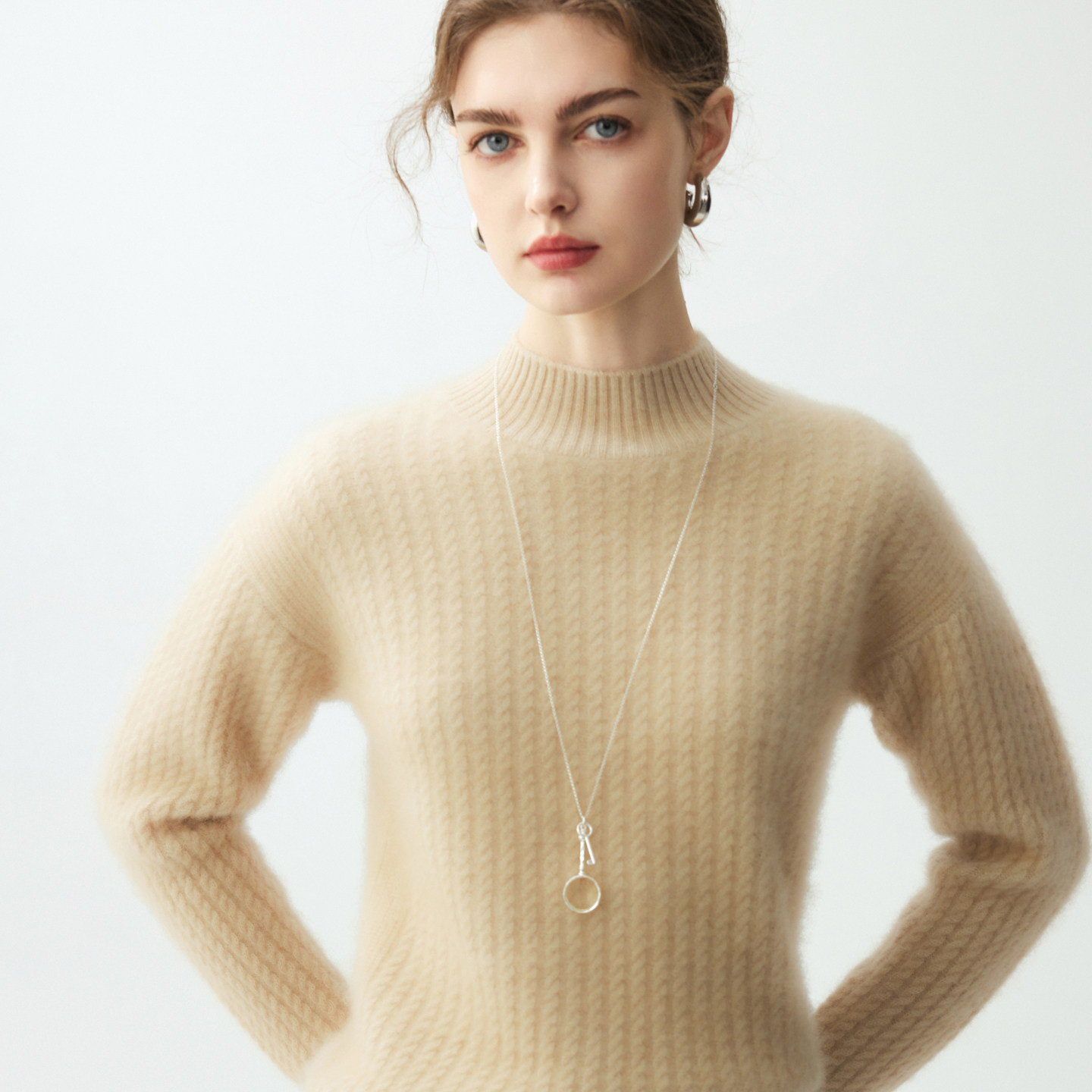 重工双股加厚baby山羊绒针织衫女士半高领扭花内搭打底衫软糯亲肤,女装/女士精品,羊绒衫,淘宝优惠券,粉丝福利购,淘宝优惠卷