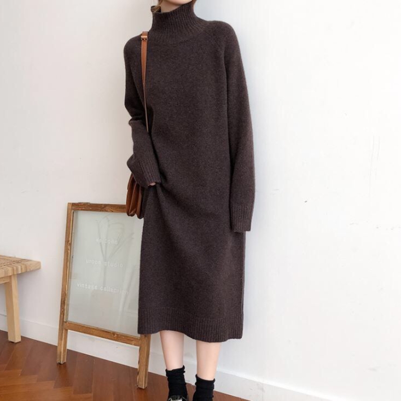 直筒连衣裙羊毛纯色羊毛打底