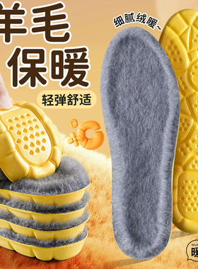 羊毛保暖棉鞋垫加绒加厚女软底舒适男运动减震踩屎感吸汗防臭冬季