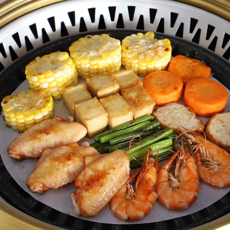 商用电烧烤炉硅油纸韩国纸上烤肉用吸油纸烘焙烤盘上的烤纸圆形