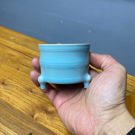 宋代汝瓷窑美学茶空仿古天青釉三足樽打香篆沉香净化空气线香香插