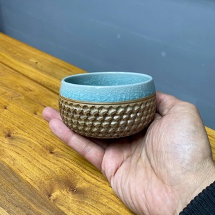 宋瓷美学马家汝瓷窑跳刀禅定杯茶单杯主人杯品茗杯冰花纹开片可养