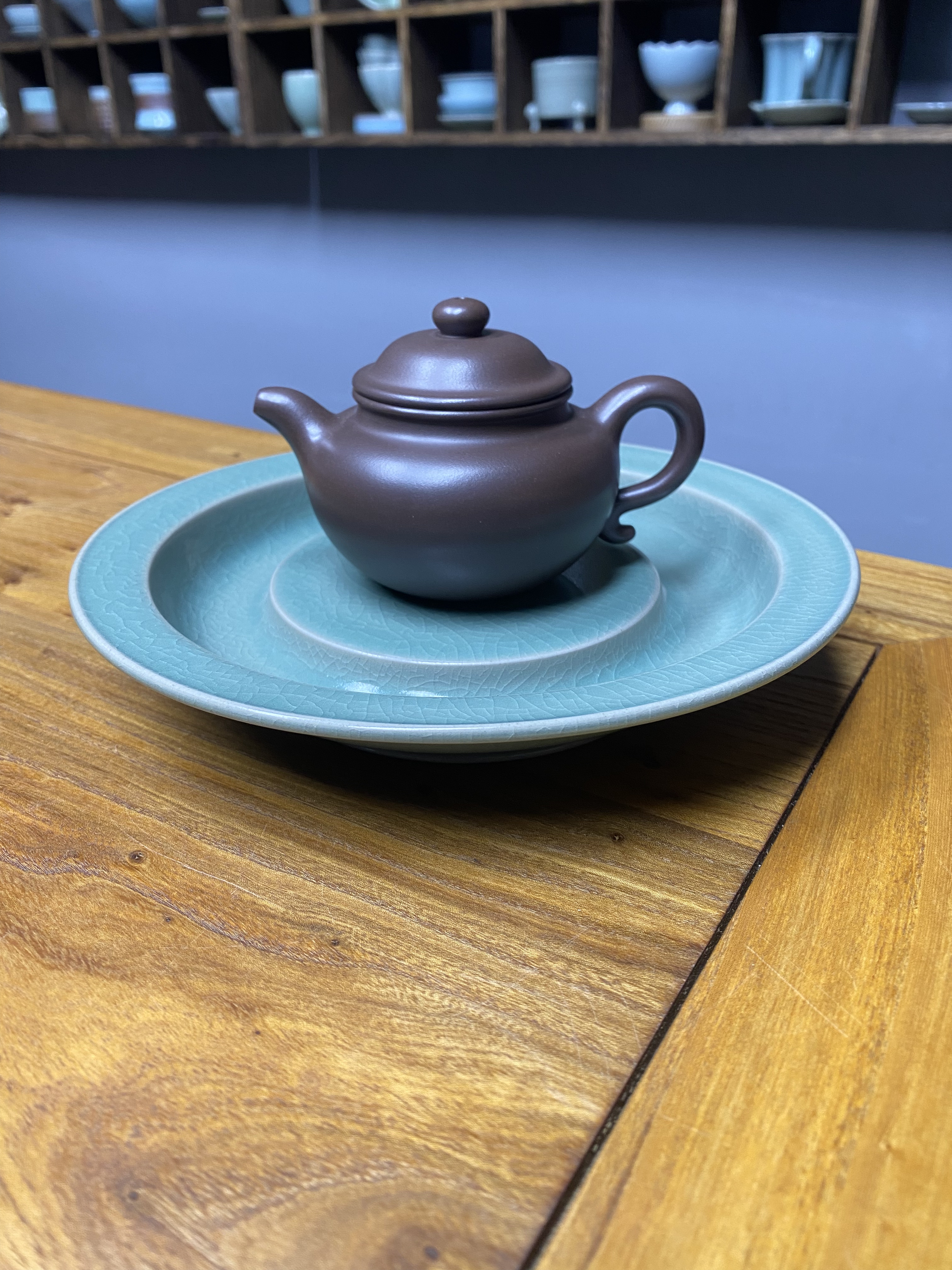 汝瓷汝窑仿古豆绿釉干泡台养壶茶承壶托紫砂壶壶承干泡盘功夫茶具