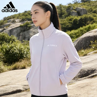 阿迪达斯夹克女装W MT ESS FZ FL摇粒绒运动服休闲外套JP1453