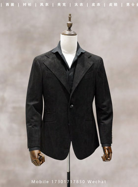 3roll2黑色麂皮绒意式那不勒斯瀑布袖轻薄半麻衬上海实体全国上门