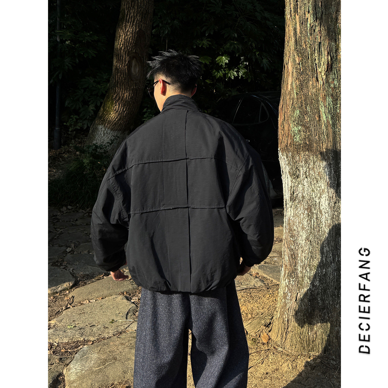 秋冬季潮牌解构蝙蝠袖立领夹克外套男2025秋季痞帅机能风棉衣外套