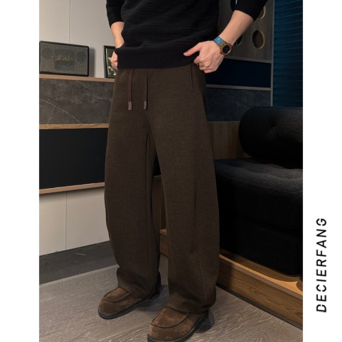 绵羊毛桑蚕丝极简加绒休闲裤