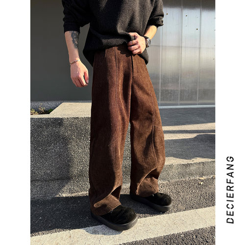 【定制莱赛尔面料】冬季新款加绒百搭设计师老钱风休闲裤