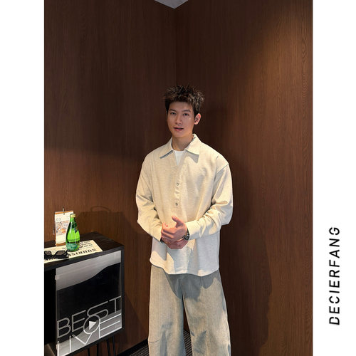 【亨利领设计】高级感松弛感长袖卫衣男 春秋轻熟风休闲翻领上衣