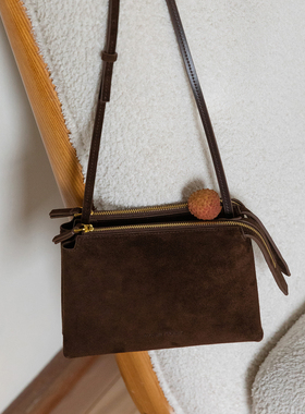 猴子家 新款简约复古信封包 牛皮单肩包多隔层实用斜挎小包