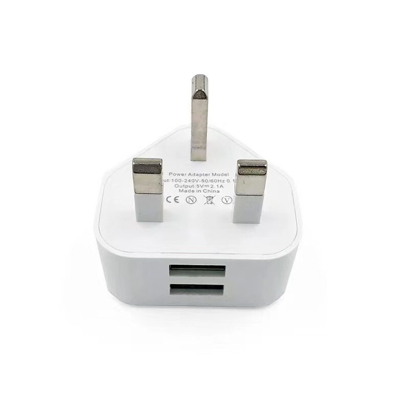 英规港版三脚双口USB插头5V2A双USB手机充电器三角英规充电头旅充