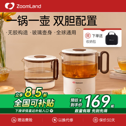 美国卓朗养生壶玻璃电热煮茶炖煮一体2025新款小型办公室家用迷你