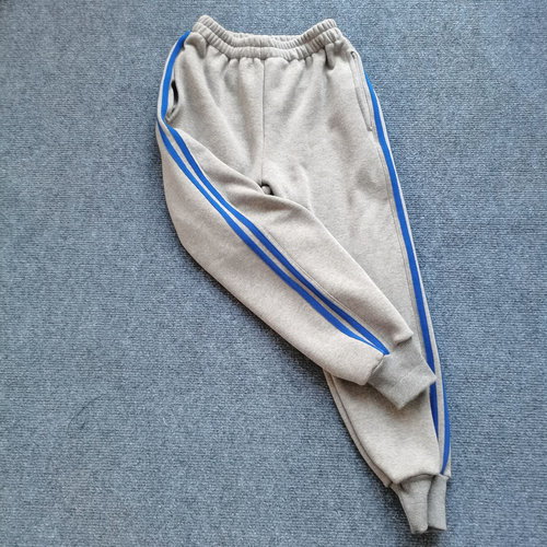 初高中小学生校服裤子灰色拼接宝蓝色杠条纯棉弹力休闲运动裤定做