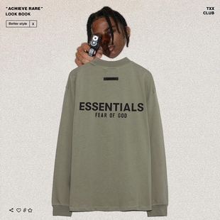 God复线Essentials背后硅胶字母高街潮牌男女长袖 T恤 Fear FOG