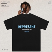 REPRESENT标语字母logo印花欧美高街潮牌FOG男女宽松休闲短袖 T恤