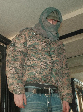 THUG CLUB星月饰品高街棉服朴宰范潮牌复古迷彩男女宽松棉衣外套