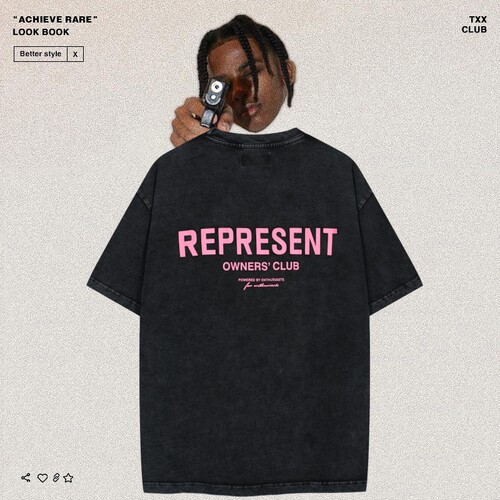 REPRESENT彩色字母印花做旧短袖