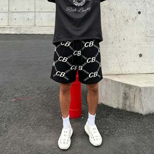 ColeBuxton字母提花针织短裤男