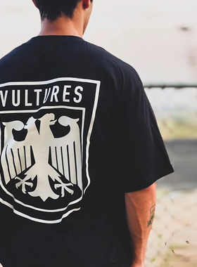 KANYE GOSHA侃爷周边YEEZY双头秃鹫Vultures男女宽松坎肩短袖T恤