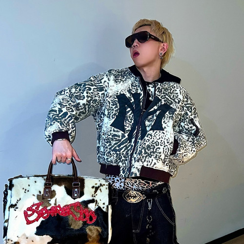 Mowalola豹纹破坏流苏Bomber夹克