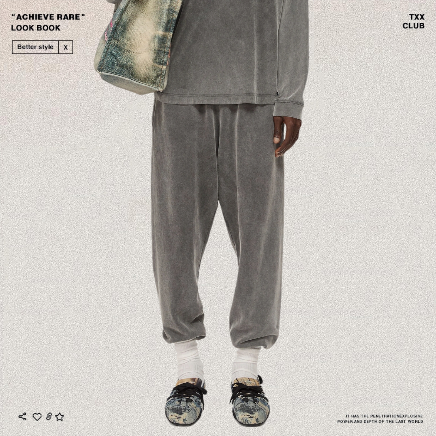 AC风格洗水做旧小标LOGO束脚卫裤