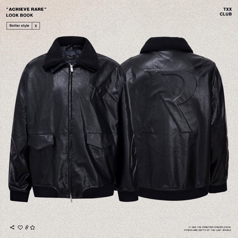 REPRESENT立体R字母毛领皮衣夹克