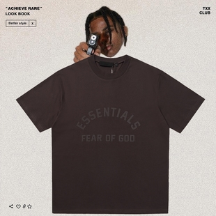 高街潮牌男女宽松休闲短袖 FOG GOD复线ESSENTIALS美式 T恤 FEAR