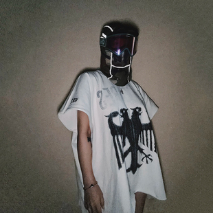 KANYE GOSHA侃爷周边Vultures双头秃鹫YEEZY男女宽松坎肩短袖T恤