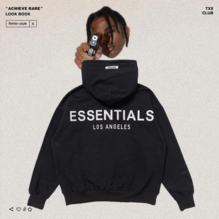 ESSENTIALS GOD LA洛杉矶限定反光字母FOG男女连帽卫衣潮 FEAR