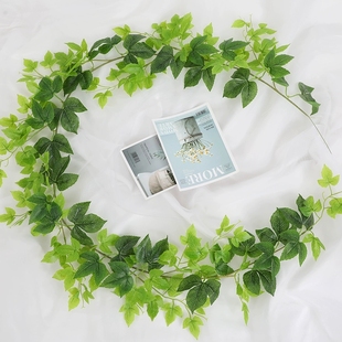 仿真叶子绿植爬山虎藤条商场酒店布景装饰绿萝紫苏叶藤蔓吊顶绿叶