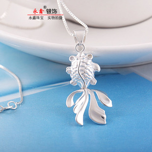 锁骨链银项链不含链银饰 999纯银吊坠女锦鲤招财金鱼气质百搭短款