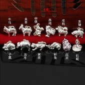 999纯银吊坠女十二生肖挂坠属相龙狗蛇猴虎羊鼠牛马兔猪红绳配饰